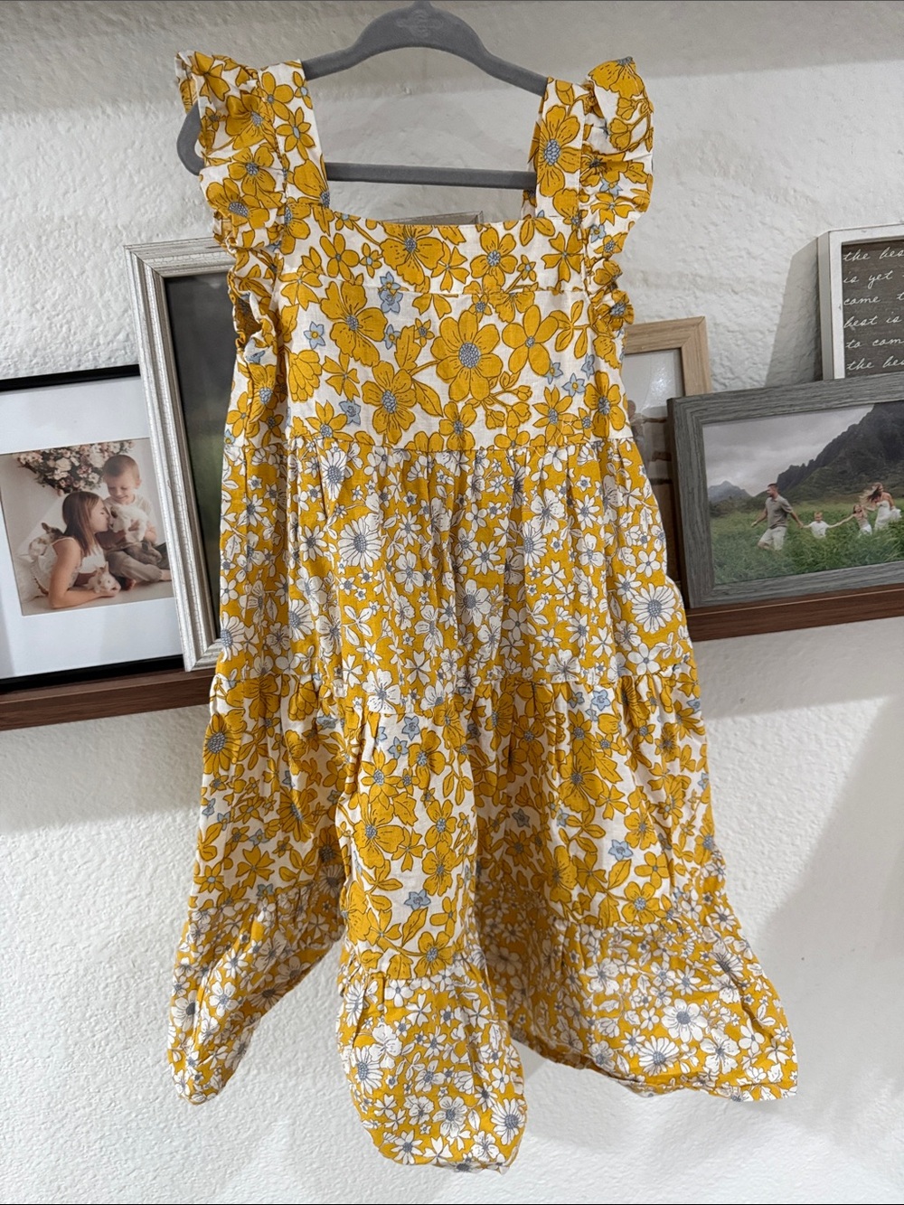 Carter's Yellow and White Floral Ruffle Strap Dress